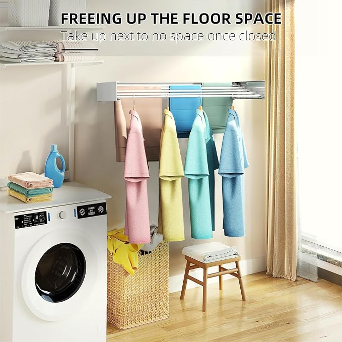 Laundry Drying Rack Collapsible, Wall Mounted Clothes Drying Rack, Space Saving - Image 6