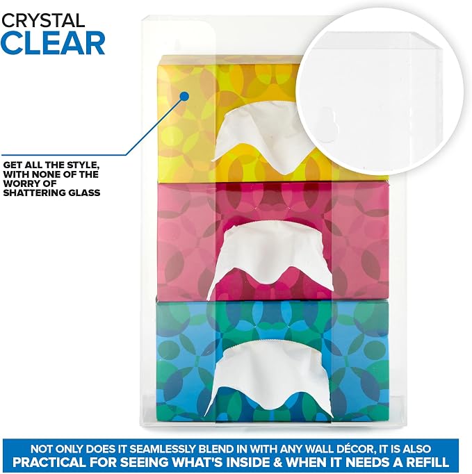 Stock Your Home Triple Acrylic Gloves Dispenser, Tissue Box Shelf, Glove Holder - Image 3