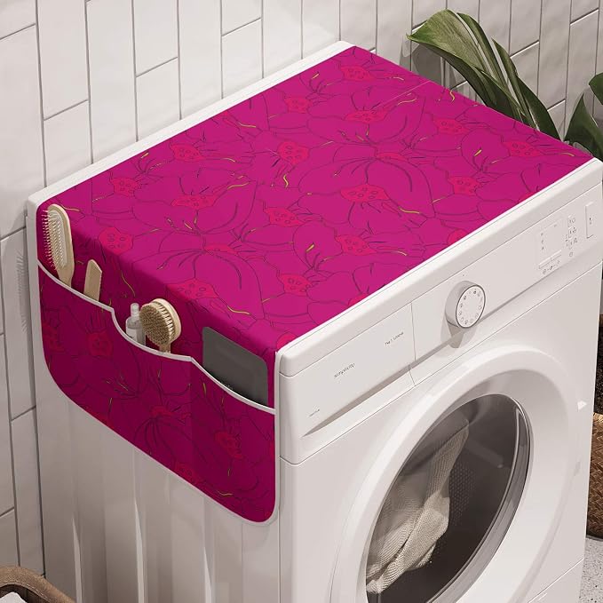 Lunarable Floral Washing Machine Organizer, Continuous Spring Tones Bold and by Lunarable