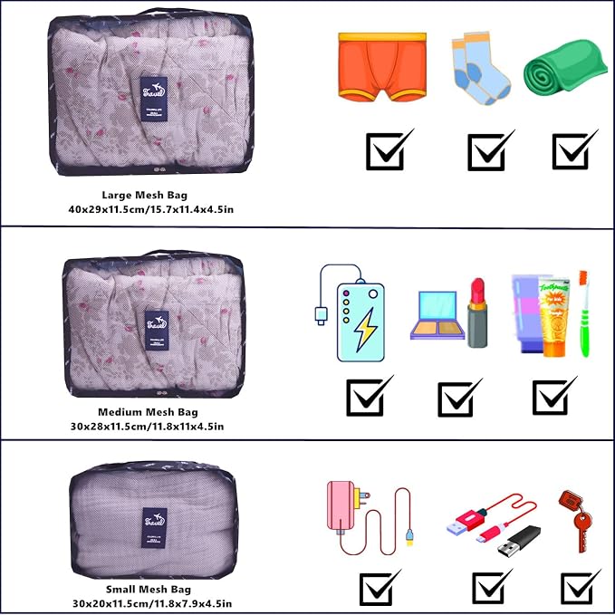 6 PCS Travel Suitcase Organizer Bags, Travel Organizer Packing Cubes Set - Image 2