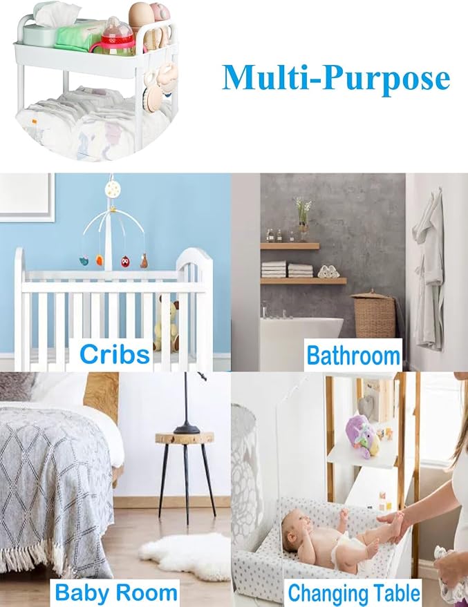 Diaper Caddy Organizer, 3-Tier Movable Diaper Cart - Image 5