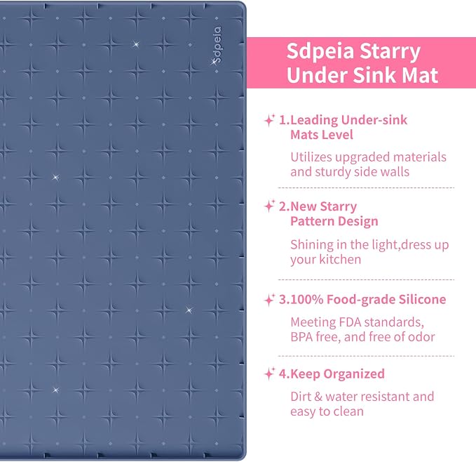Sdpeia Under Sink Mat 22"×19" Waterproof Silicone Cabinet Liner & Sink Protector - Image 3