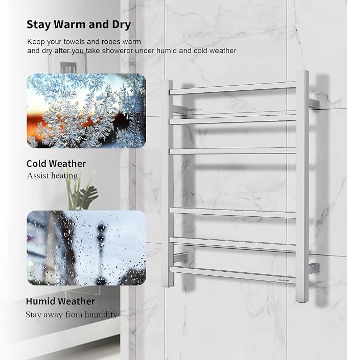 Towel Warmer Polished Chrome for Bathroom Wall Mounted Bath Towel Heater - Image 6