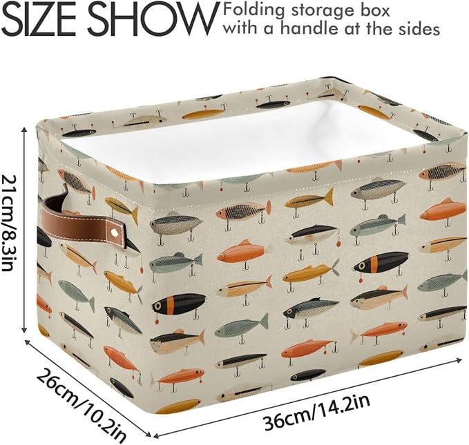 Pfrewn Storage Basket Bins Foldable Fish Fishing Rod Baits Laundry Hamper Box - Image 4