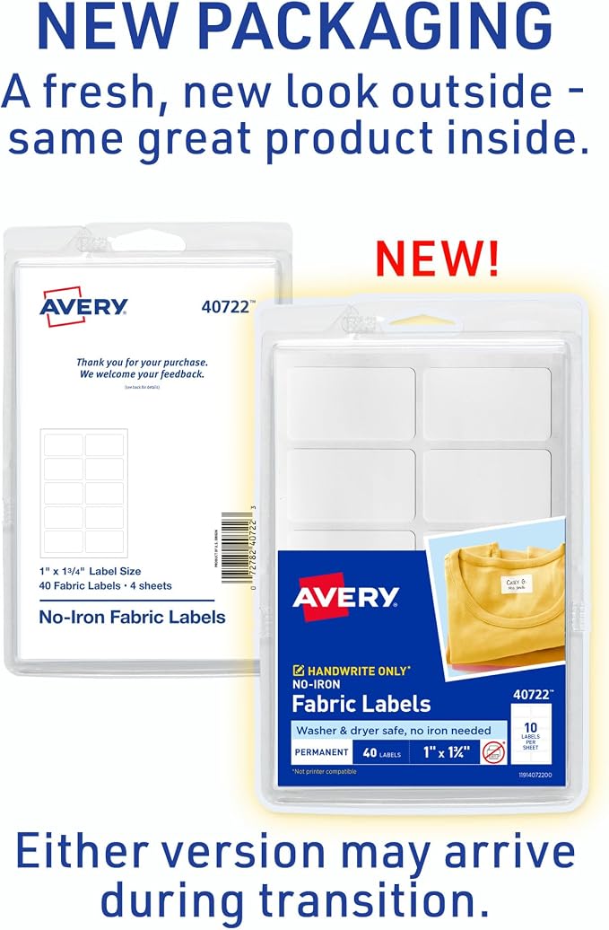 Avery No-Iron Fabric Labels, Washer and Dryer-Safe Waterproof Labels, - Image 2