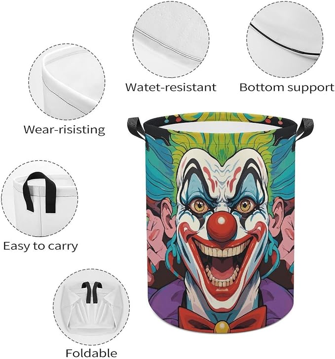 Clowns Laundry Basket with Handles, Laundry Hamper with Internal Support - Image 4