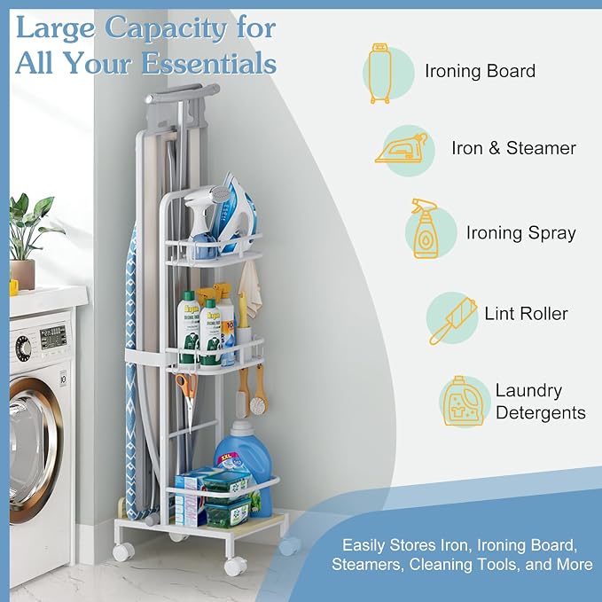 Ironing Board Hanger, Iron and Ironing Board Holder No Wall Mount, Laundry Room - Image 5