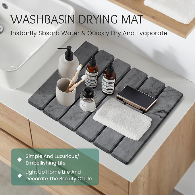 Stone Dish Drying Mat Collapsible Diatomaceous Earth Absorbent Mat Quick Dish - Image 6