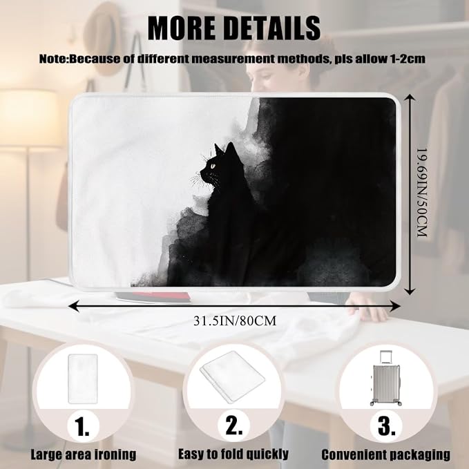 Ink-wash Black Cat Print Ironing Mat Foldable Ironing Pad Portable Board Iron - Image 5
