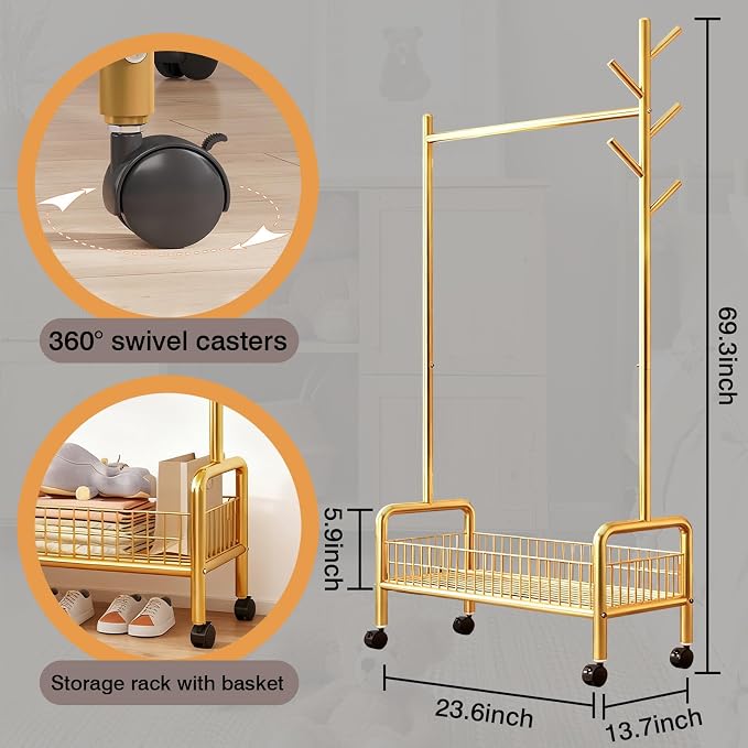 Clothes Rack with Storage Shelves, Heavy - Image 2
