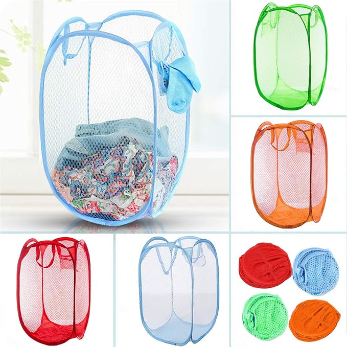Qtopun Mesh Popup Laundry Hamper, 4 Pack Foldable Portable Dirty Clothes Basket - Image 2