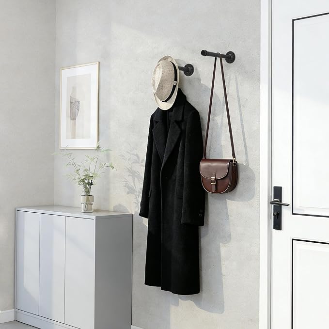 2 Pcs 8 Inch Industrial Pipe Clothes Rack DIY Wall Mounted, Heavy Duty Rustic - Image 5