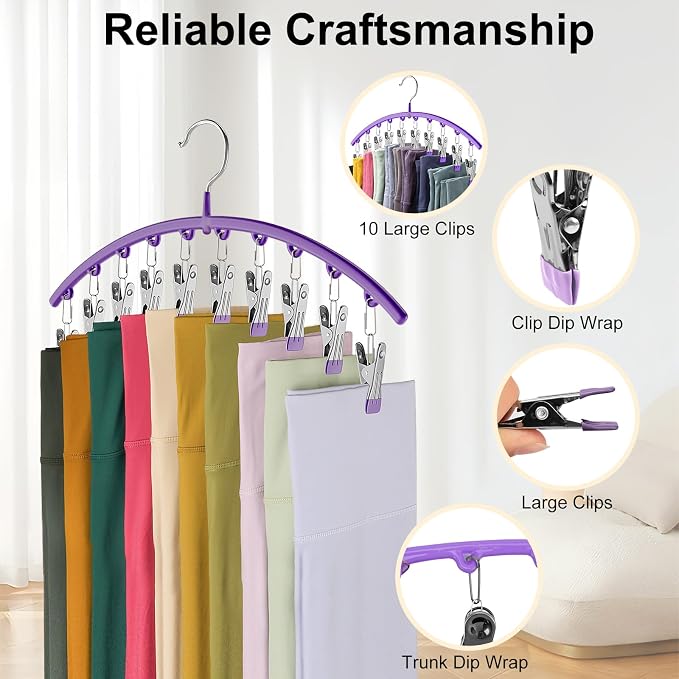 Legging Organizer for Closet, Metal Yoga Pants Hanger w/Rubber Coated 4 Pack - Image 5