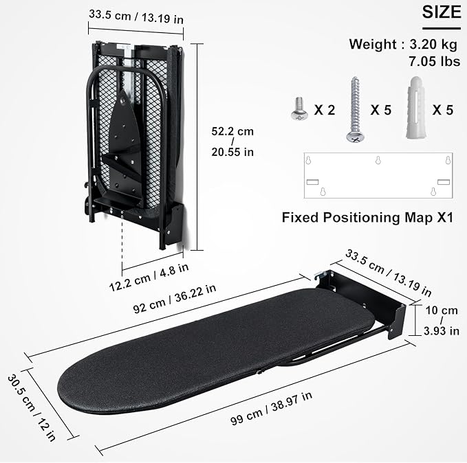 Duwee 12"×36" Wall Mounted Ironing Board - Image 2
