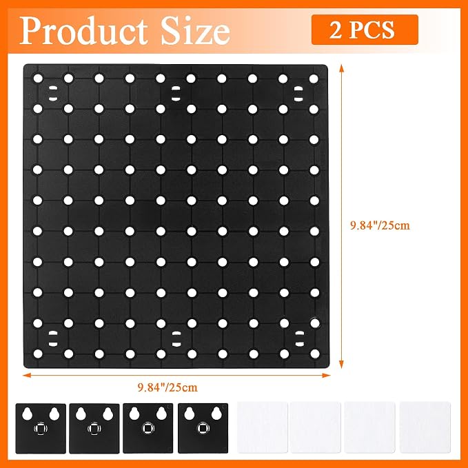 2 PCS Pegboard Wall Organizer, Self-Adhesive Peg Board Wall Panel Kits Pegboard - Image 2