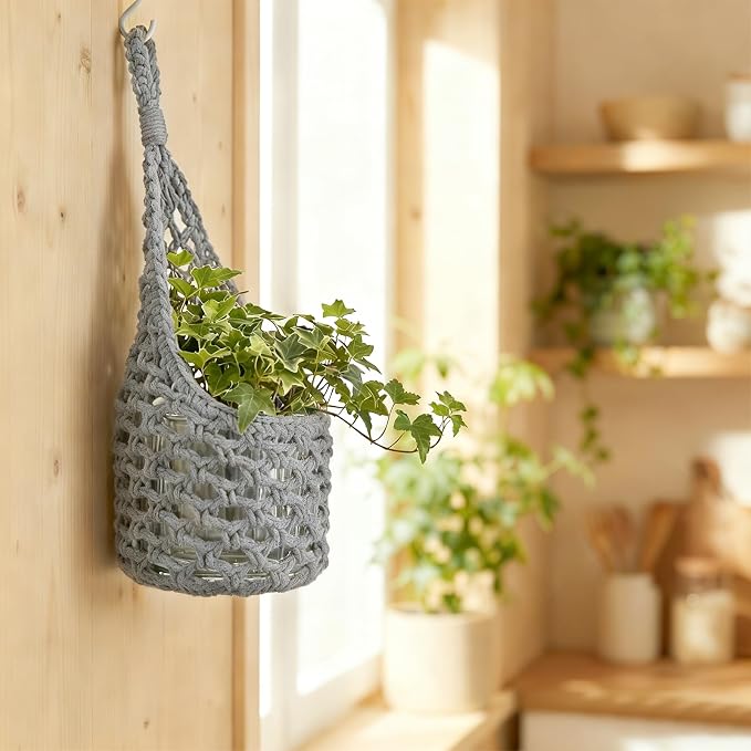 Macrame Wall Plant Hanger, Hanging Planter Basket Holder, Wall Planters - Image 4