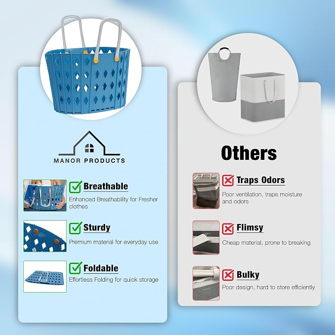Collapsible Laundry Baskets Durable Foldable Hamper - Image 7