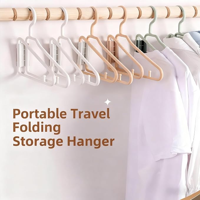 12pcs Folding Hangers, Foldable Clothes Hanger, Portable Plastic FoldableTravel - Image 3