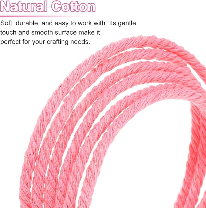 HARFINGTON Natural Macrame Cord 3mm x 328 Yards 4 Strand Twisted Cotton Macrame - Image 4