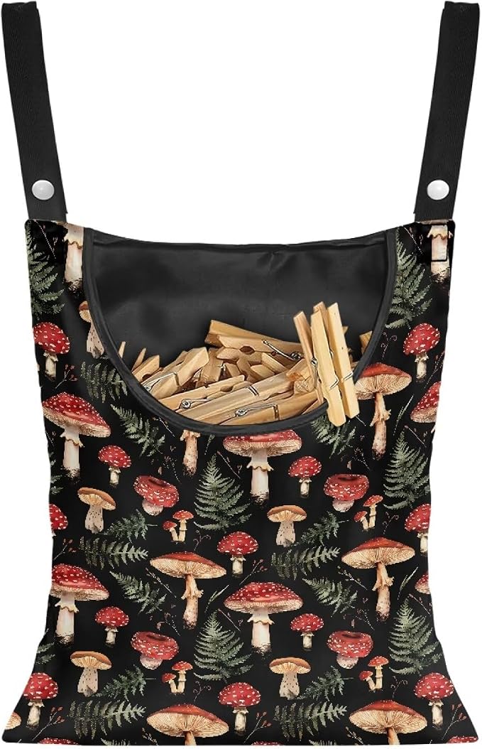 Mushroom Leaf Clothespin Bag Holder Multi Purpose Hanging Storage Dust-Proof by Psesaysky