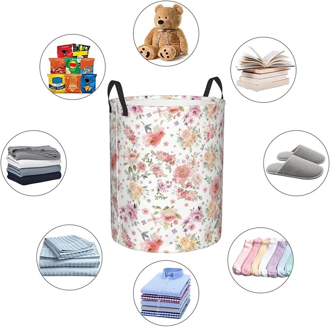 Pink Flowers Laundry Hamper Bag - Image 5