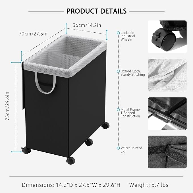 180L Large Laundry Hamper 2 Compartment - Image 4