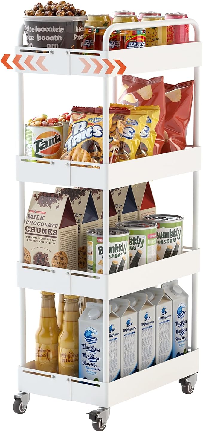 HOTEAGLE 4-Tier Rolling Cart Metal Expandable Utility Carts by HOTEAGLE