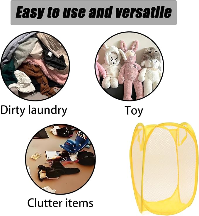 2Pcs Popup Mesh Laundry Baskets, Collapsible and Portable Laundry Hamper - Image 5