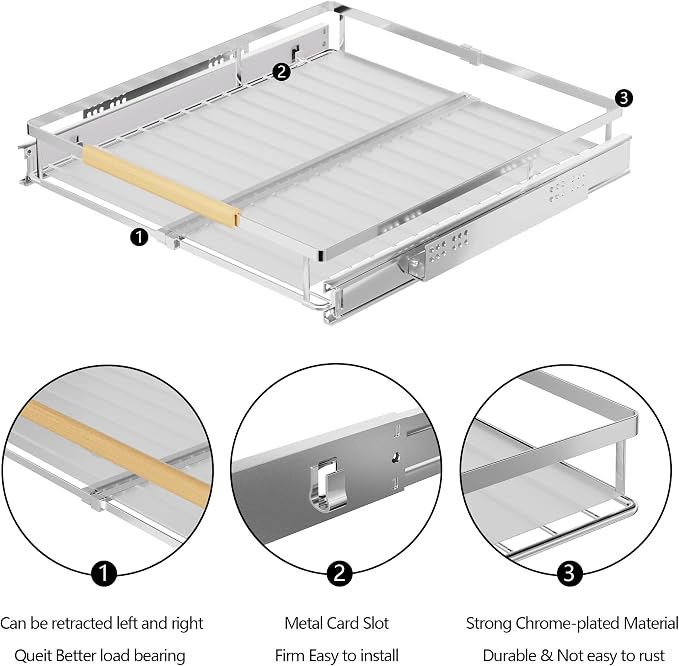 SANNO Pull Out Cabinet Organizer, Sliding Shelf, Pots and Pans Organizer - Image 6