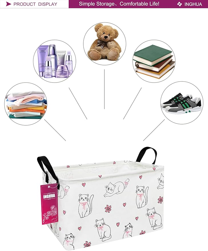Rectangular Storage Basket Fabric Organizer Bin - Image 3