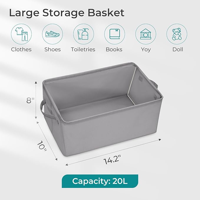 Storage Basket Bins with Metal Frame, Large Collapsible Fabric Storage Baskets - Image 2