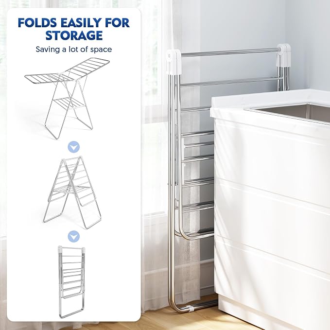 APEXCHASER Clothes Drying Rack, Stainless Steel Drying Rack Clothing - Image 2