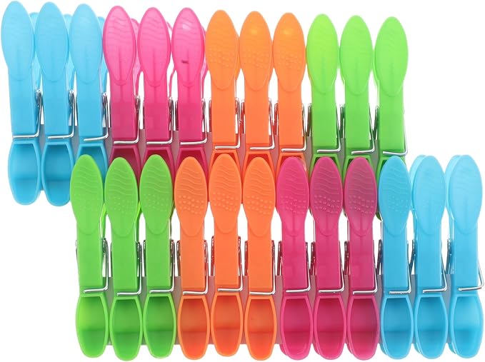 Beaupretty Colorful Plastic Clothespins 48pcs Set Windproof Clothesline Clips by Beaupretty