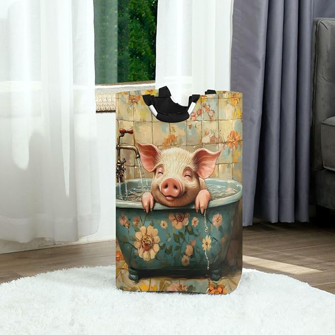 Sweet Pet Pig Retro Bathtub laundry baskets, collapsable and waterproof laundry - Image 2