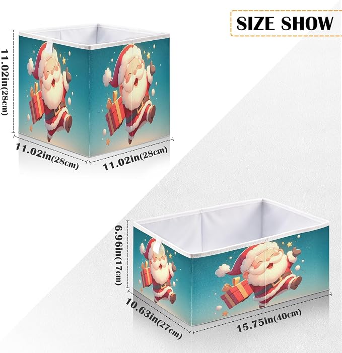 senya Large Storage Bins Pattern Santa Claus Christmas Collapsible Foldable - Image 3