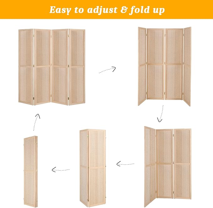 Bonnlo 4 Panel Pegboard Freestanding, 5 FT Portable Display Board Organizer - Image 3