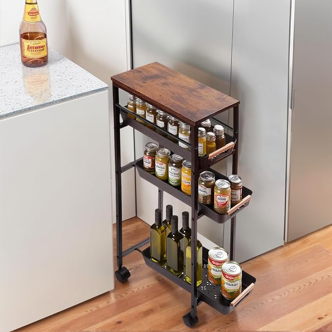 5 Tier Slim Rolling Storage Cart by Unknown
