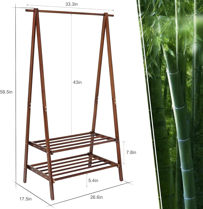 Bamboo Clothing Rack Foldable Clothes Hanging Stand - Image 6