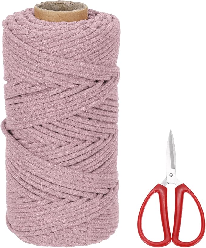 MECCANIXITY Braided Macrame Cord, 4mm x 109 Yards Natural Cotton Rope Macrame by MECCANIXITY