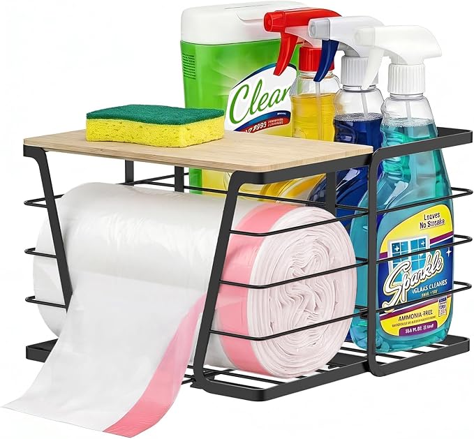 2 in 1 Trash Bag Dispenser Under Sink, Large Garbage Bag Roll Holder by Sphakl