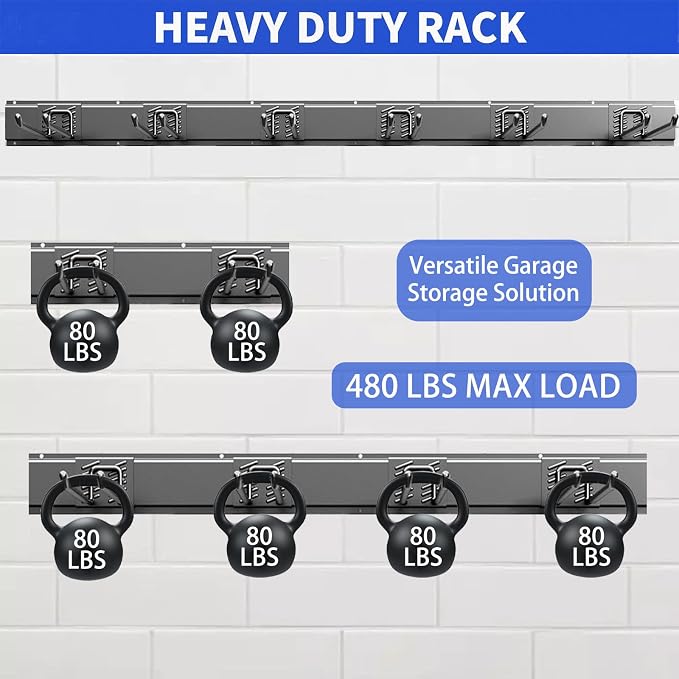 Garage Tool Organizer Wall Mount, 48inch Heavy Duty Garden Tool organizer - Image 2