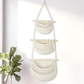 Macrame 3-Tier Hanging Wall Basket, Handwoven Jute Storage Organizer, Boho Decor by GLDFI