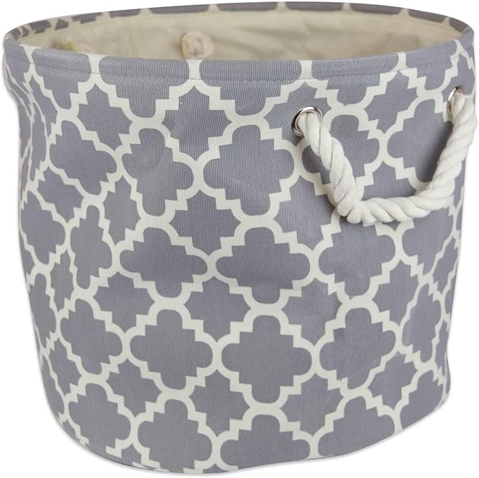 DII Polyester Container with Handles, Lattice Storage Bin, Large Round by DII