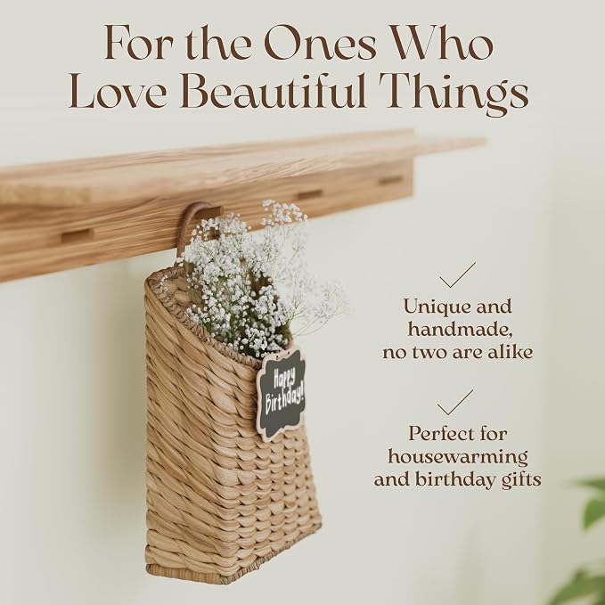 Boho Woven Wall Hanging Basket – Water Hyacinth Flat Back Basket - Image 7