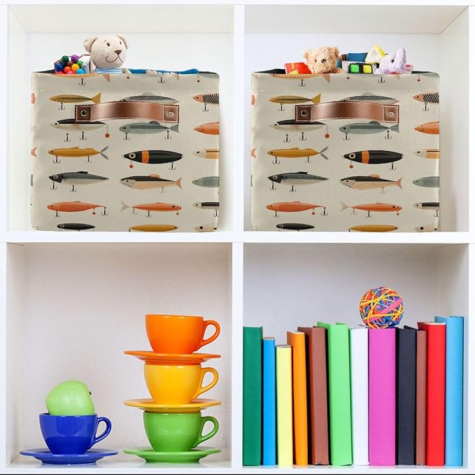 Pfrewn Storage Basket Bins Foldable Fish Fishing Rod Baits Laundry Hamper Box - Image 7