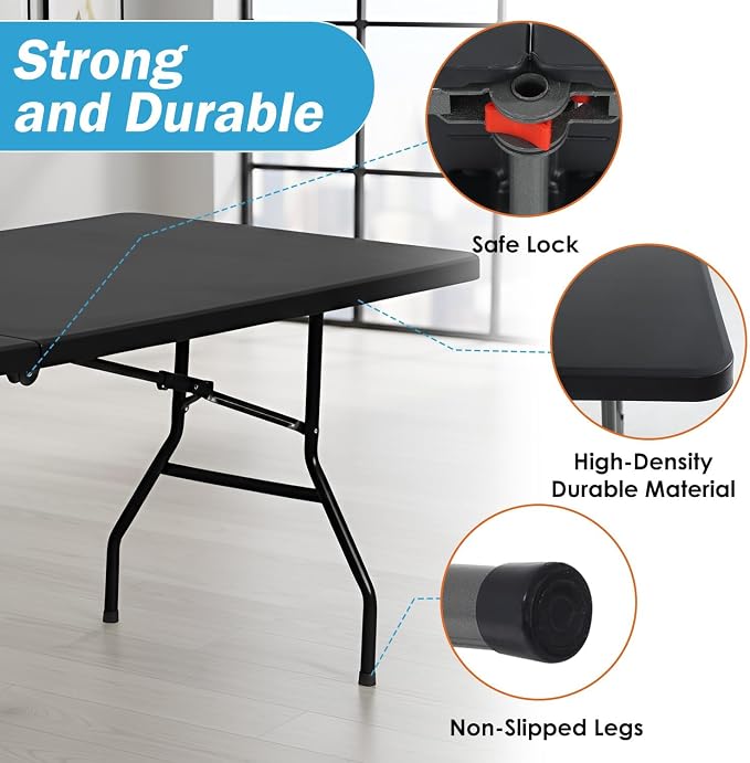 HKLGorg Folding Table, Heavy Duty Plastic Folding Utility Table Indoor Outdoor - Image 6