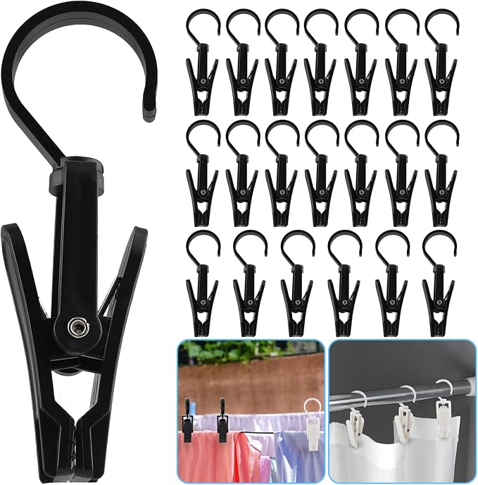 20 PCS Laundry Hooks with Clips Super Strong Plastic Home Travel Swivel Hanging by Sermuok