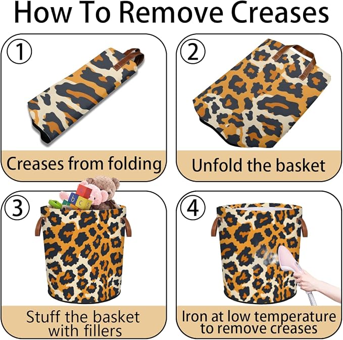 Leopard Print Laundry Hamper Waterproof Collapsible Basket - Image 6