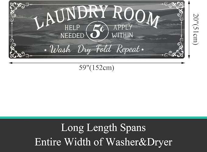 Pauwer Laundry Room Rug Runner 20"x60" Waterproof Rubber Laundry Mat Non Slip - Image 2