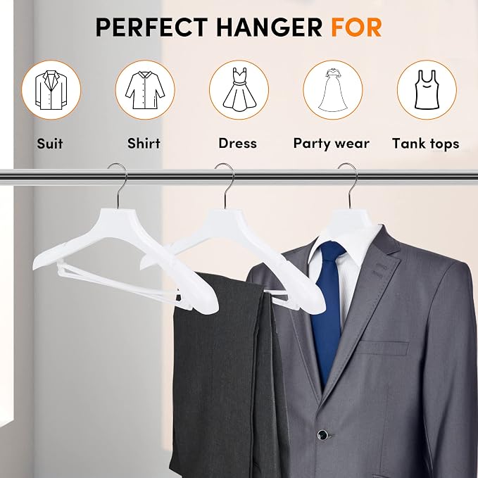 DEDU Suit Hangers for Men 20 Pack Width 17.3", Plastic Extra Wide Shoulder - Image 6